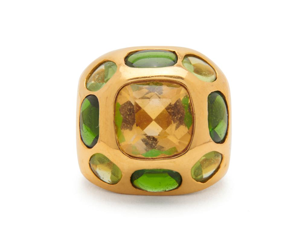 18K GOLD, CITRINE, TOURMALINE,
