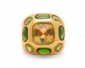 18K GOLD, CITRINE, TOURMALINE,