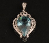 18K GOLD DIAMOND AND AQUAMARIN