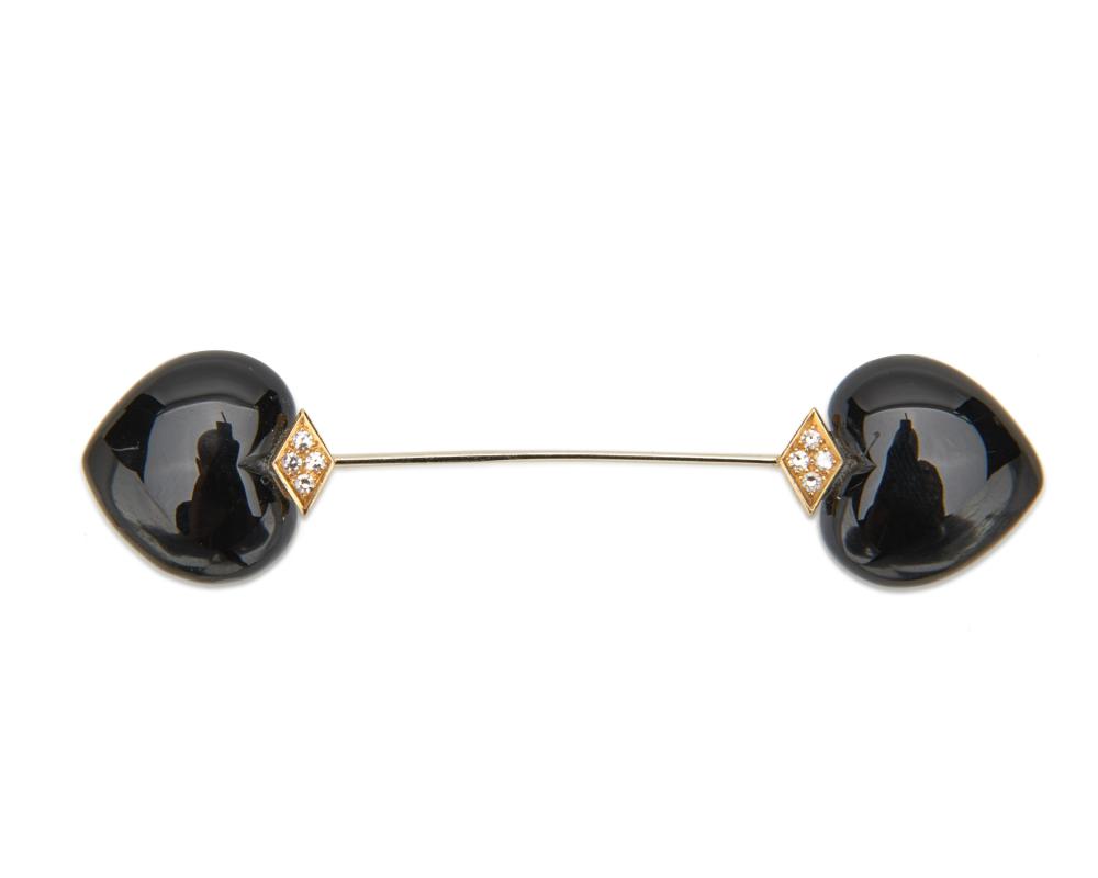 18K GOLD, DIAMOND, AND ONYX JABOT