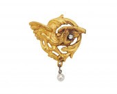 18K GOLD, DIAMOND, AND PEARL B