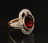 18K GOLD DIAMOND AND TOURMALIN