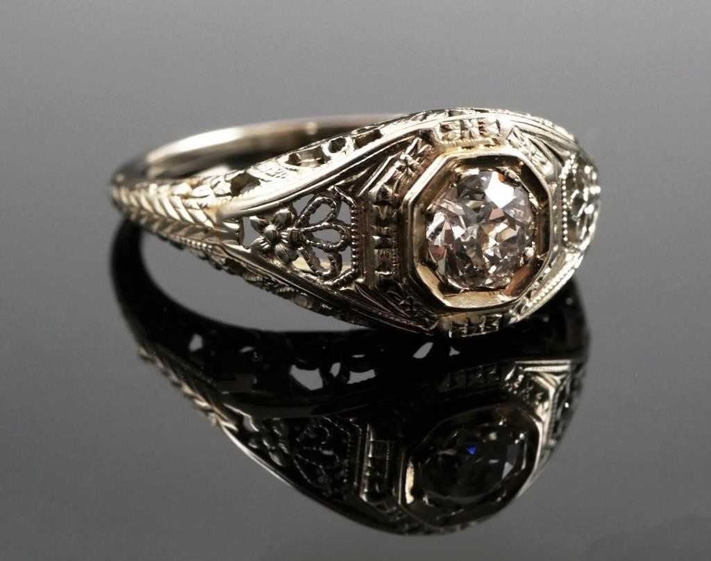 18K GOLD DIAMOND ART DECO