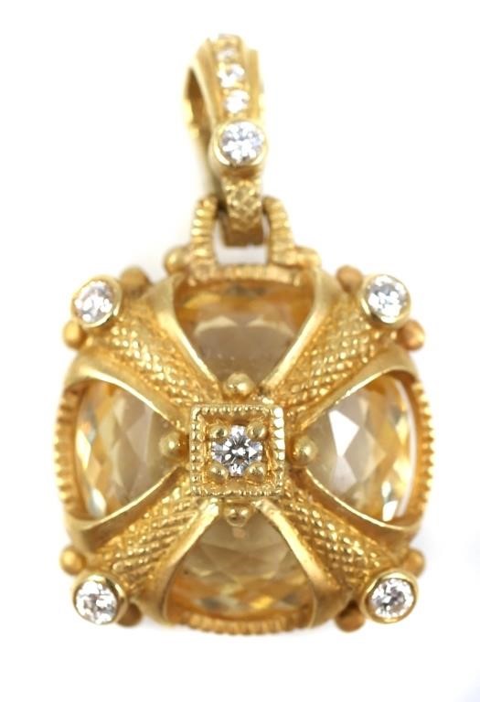 18K GOLD, DIAMOND, CITRINE ROUND