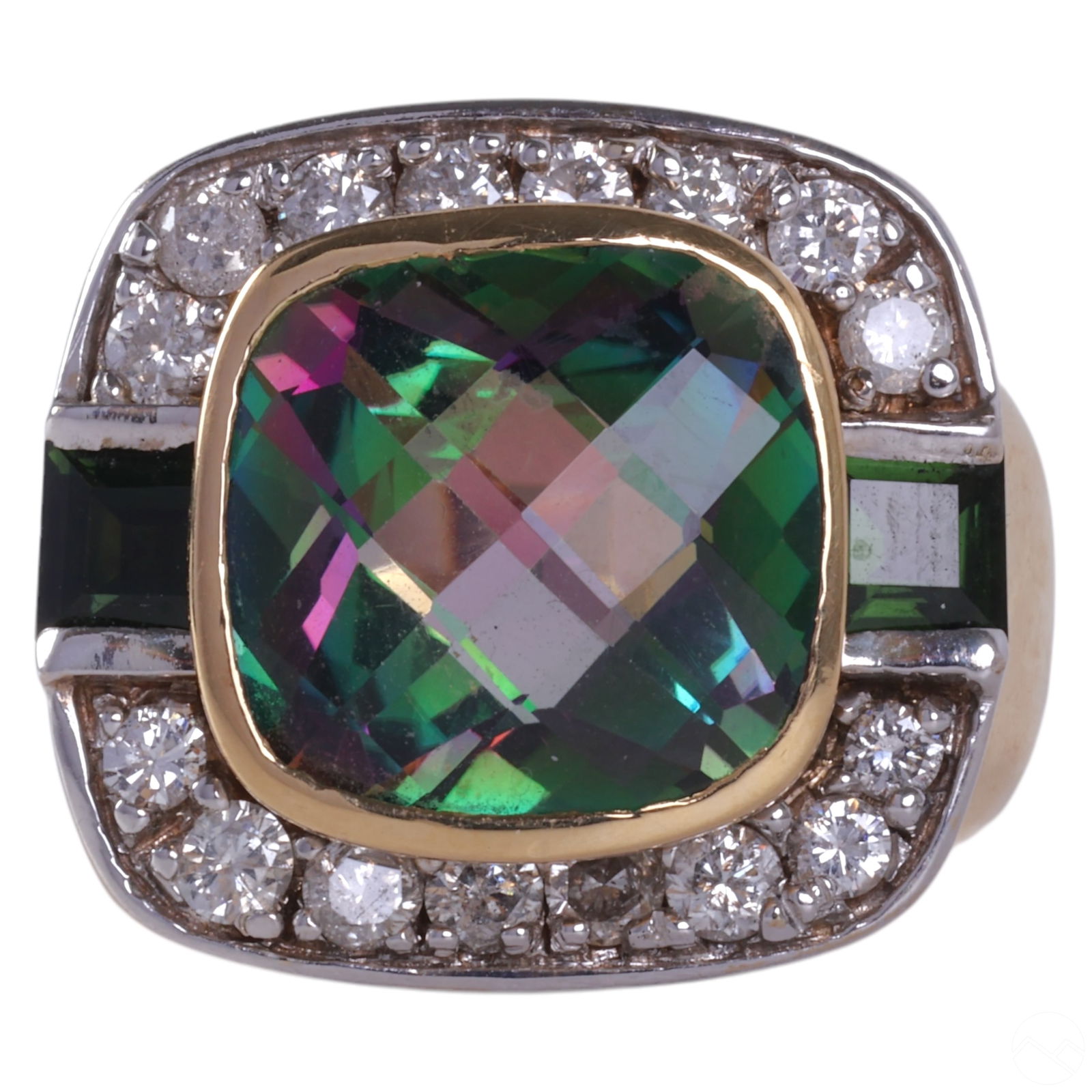 18K GOLD DIAMOND, MYSTIC TOPAZ