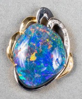 18K GOLD DIAMOND & OPAL DOUBLE