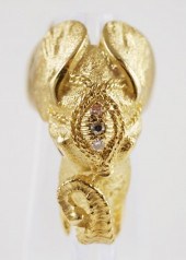 18K GOLD DIAMOND & RUBY ELEPHA