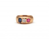 18K GOLD, DIAMOND, RUBY, AND S