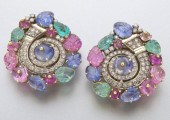 18K gold diamond sapphire and