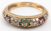 18K GOLD DIAMOND, SAPPHIRE, EM