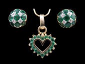 18K GOLD & EMERALD EARRINGS AN