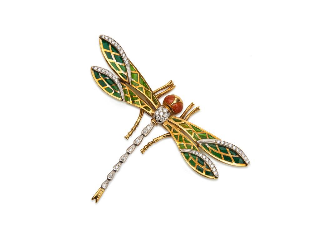 18K GOLD, ENAMEL, AND DIAMOND