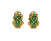 18K GOLD, ENAMEL, AND RUBY EAR
