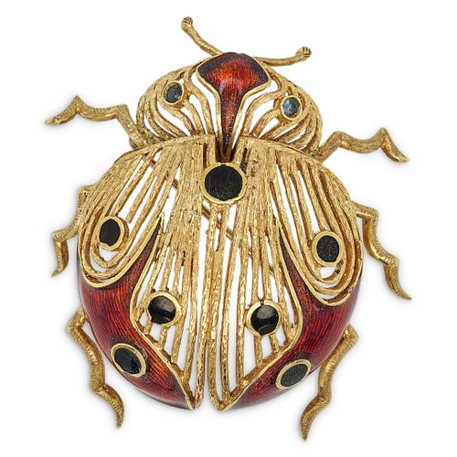 18K GOLD ENAMEL LADYBUG