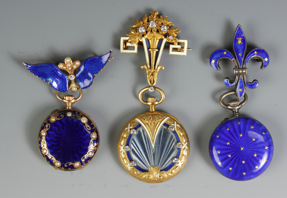 18K Gold & Enameled Pendant Watch17