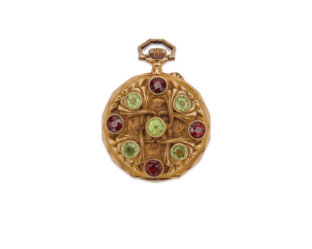 18K GOLD, GARNET, AND PERIDOT