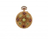 18K GOLD, GARNET, AND PERIDOT