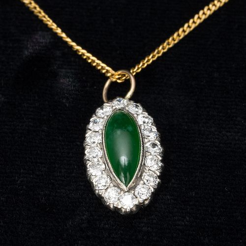 18K GOLD, JADE AND DIAMOND