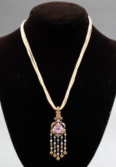 18K GOLD KUNZITE DIAMOND PENDA