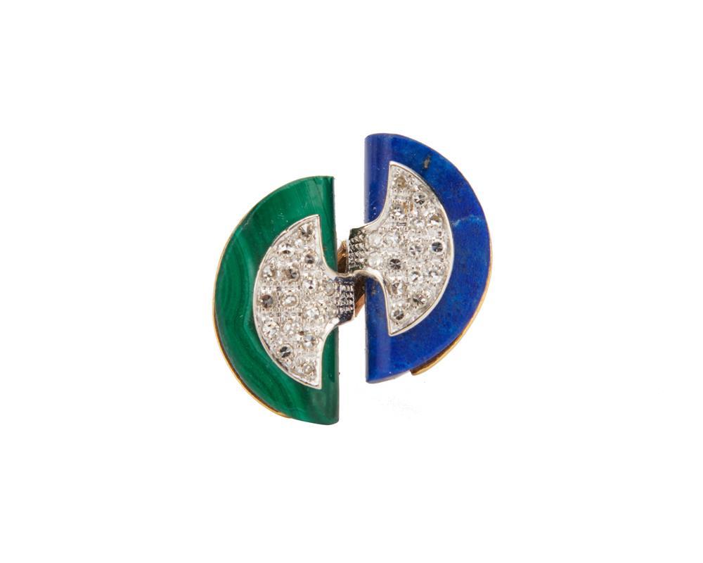 18K GOLD, MALACHITE, LAPIS