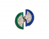 18K GOLD, MALACHITE, LAPIS LAZ