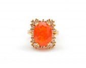 18K GOLD, MEXICAN FIRE OPAL, A