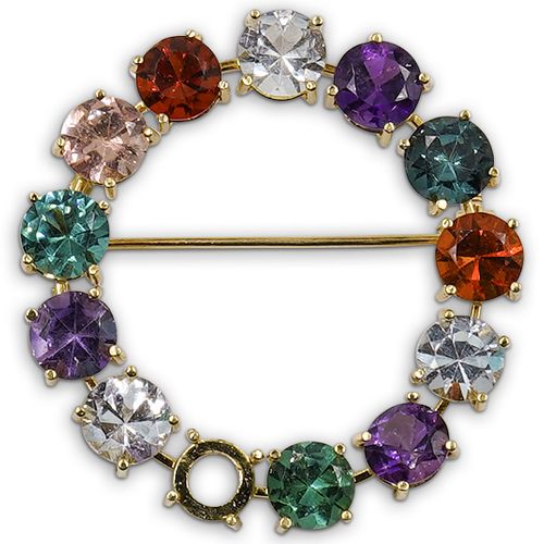 18K GOLD MULTICOLORED STONE