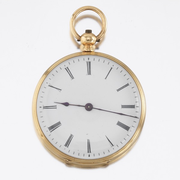 18K GOLD OPEN FACE POCKET WATCH  