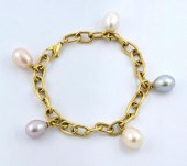 18K GOLD OVAL LINK BRACELET WI