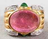 18K GOLD PINK & GREEN TOURMALI