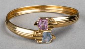 18K GOLD PINK SAPPHIRE & BLUE