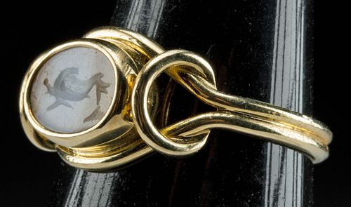18K+ GOLD RING W/ ROMAN AGATE