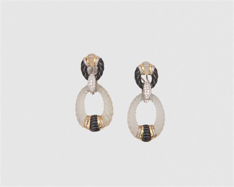 18K GOLD, ROCK CRYSTAL, ONYX, AND