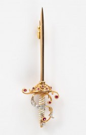 18K GOLD RUBY AND DIAMOND HATP