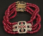 18K GOLD RUBY AND DIAMOND BRAC