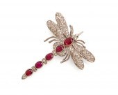 18K GOLD, RUBY, AND DIAMOND BR