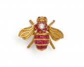 18K GOLD, RUBY, AND DIAMOND BE