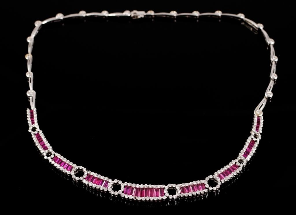 18K GOLD RUBY & DIAMOND NECKLACE18k