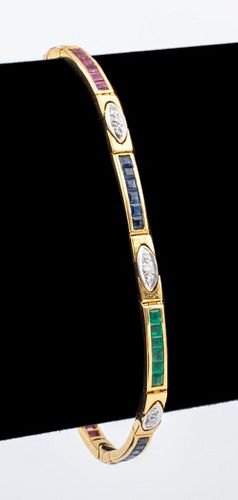 18K GOLD RUBY EMERALD SAPPHIRE