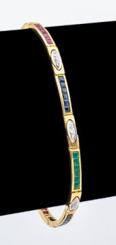 18K GOLD RUBY EMERALD SAPPHIRE