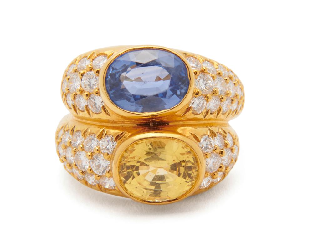 18K GOLD, SAPPHIRE, AND DIAMOND