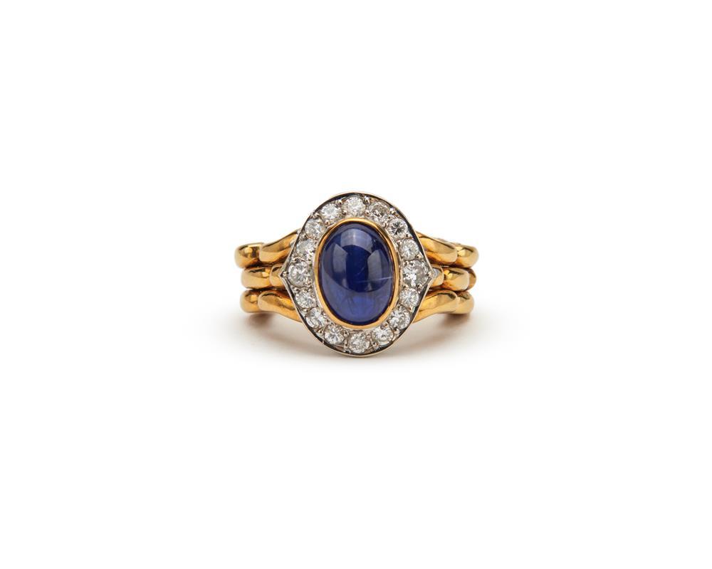 18K GOLD, SAPPHIRE, AND DIAMOND