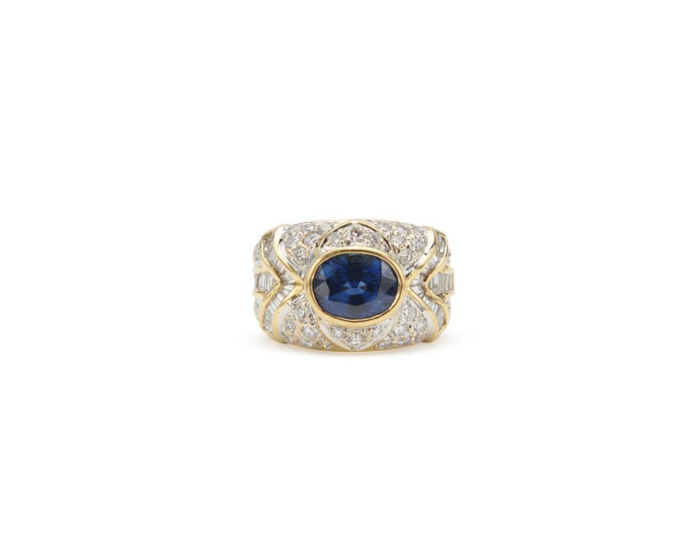 18K GOLD, SAPPHIRE, AND DIAMOND