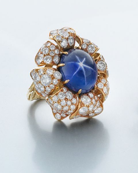 18K gold star sapphire (GIA) and