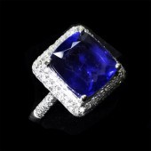 18K GOLD TANZANITE & DIAMOND R