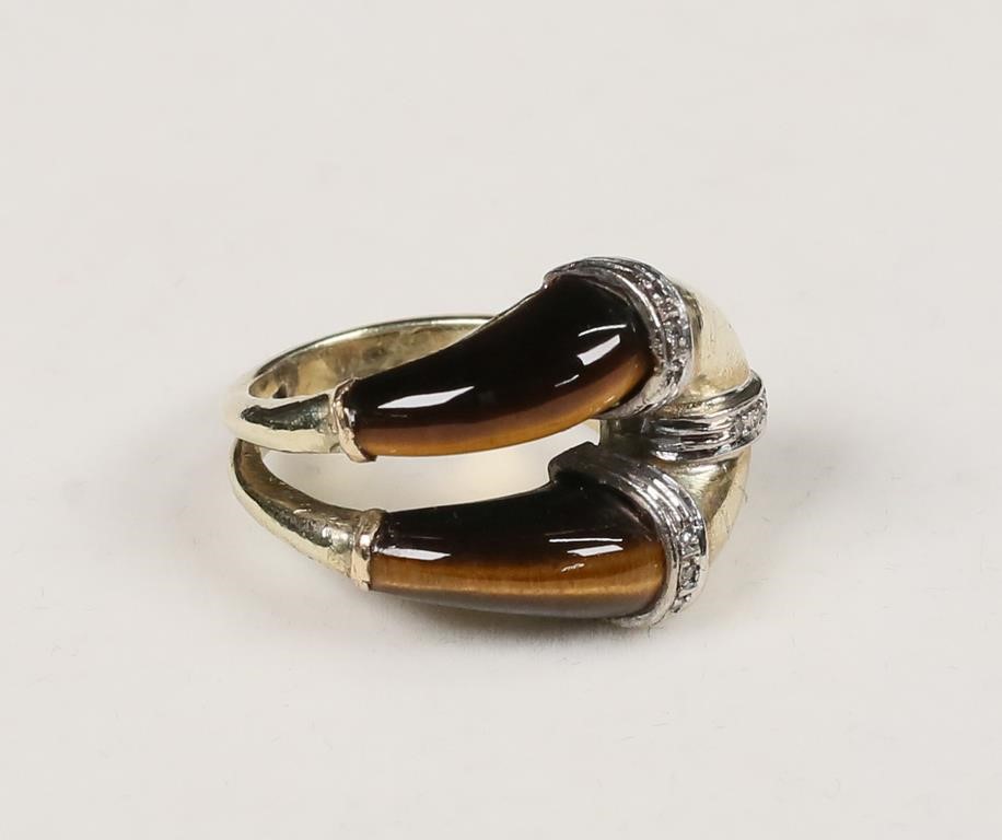 18K GOLD, TIGER'S EYE & DIAMOND
