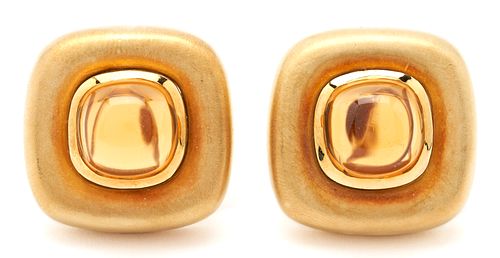 18K GOLD & TOPAZ EARRINGS,