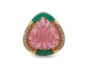 18K GOLD, TOURMALINE, CHALCEDO