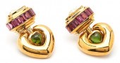 18K GOLD & TOURMALINE HEART EA