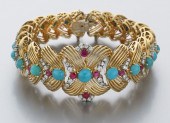 18K gold turquoise diamond and